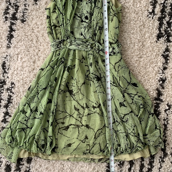 Maison Mayle 100% Silk Sleeveless Belted Green Dress Size 4 - Picture 4 of 9
